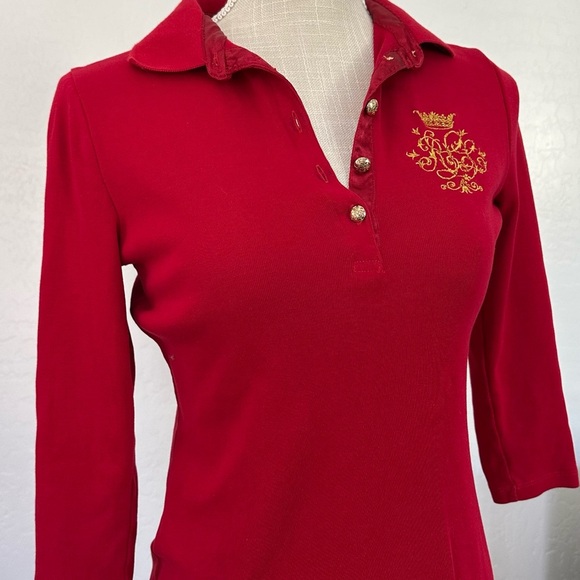 Ralph Lauren Red Sheath Dress with Polo Collar and Cuffed Sleeves - Picture 2 of 8